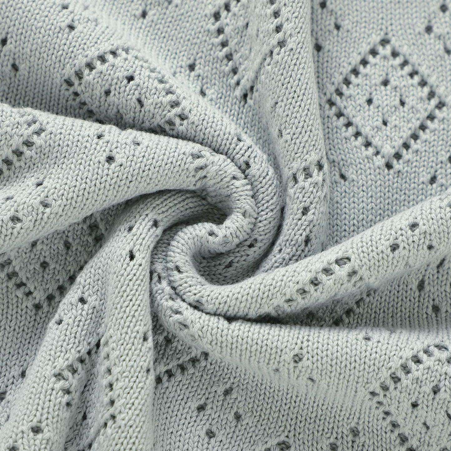 mimixiong Baby Swaddle Blanket 100% Cotton Gender Neutral Pointelle Receiving Blanket for Boys Girls Cuddle Stroller Crib Blanket (Oatmeal)