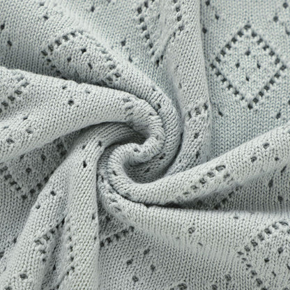 mimixiong Baby Swaddle Blanket 100% Cotton Gender Neutral Pointelle Receiving Blanket for Boys Girls Cuddle Stroller Crib Blanket (Oatmeal)
