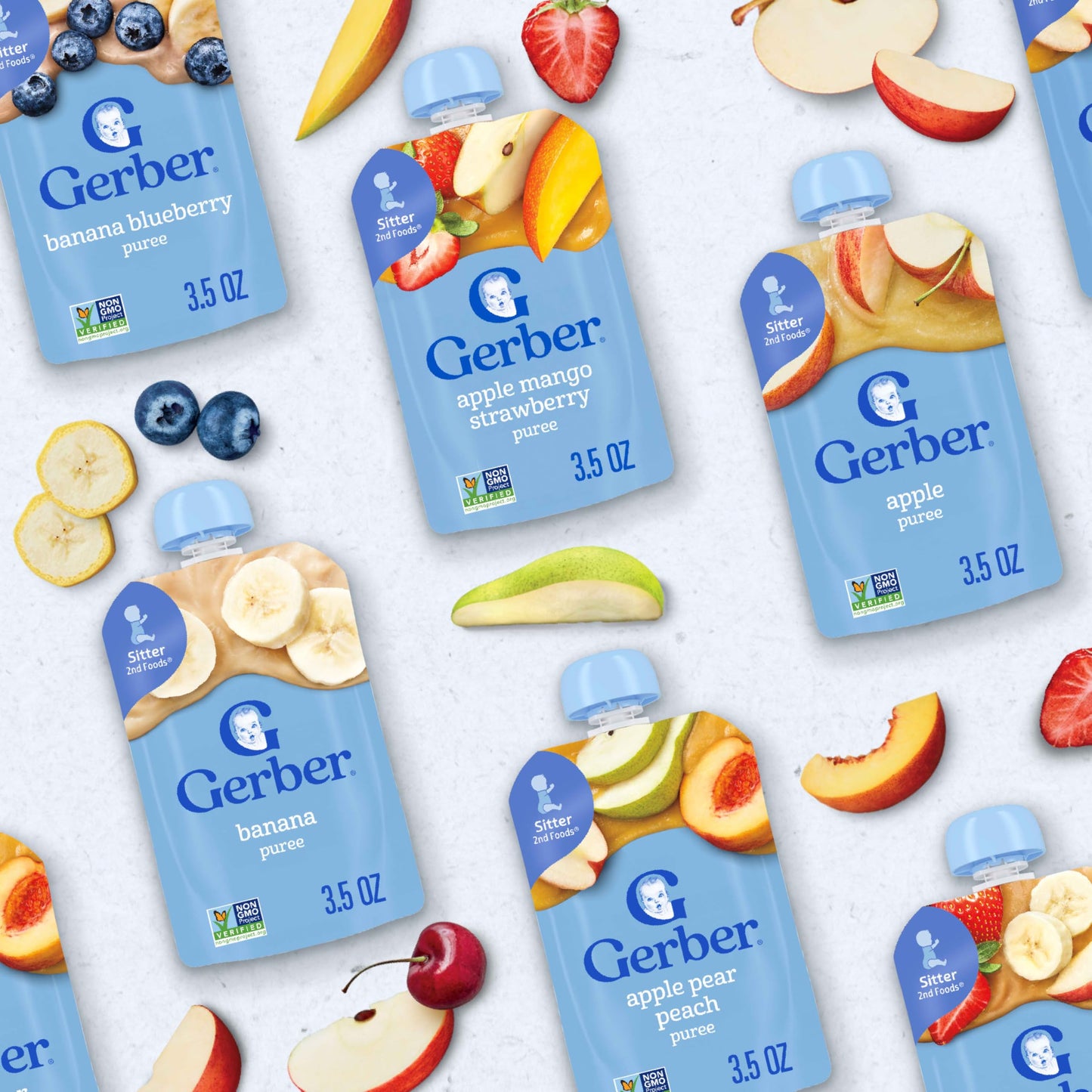 Gerber Baby Food Toddler Apple Pear Peach, 3.5 Oz Pouch