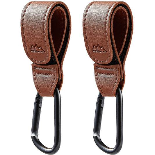 Baby Stroller Hooks Bag Hooks for Hanging Diaper Bags Multipurpose Hooks for Grocery Shopping Bags Premium Vegan Leather Pram Straps 2 Pcs (Green)
