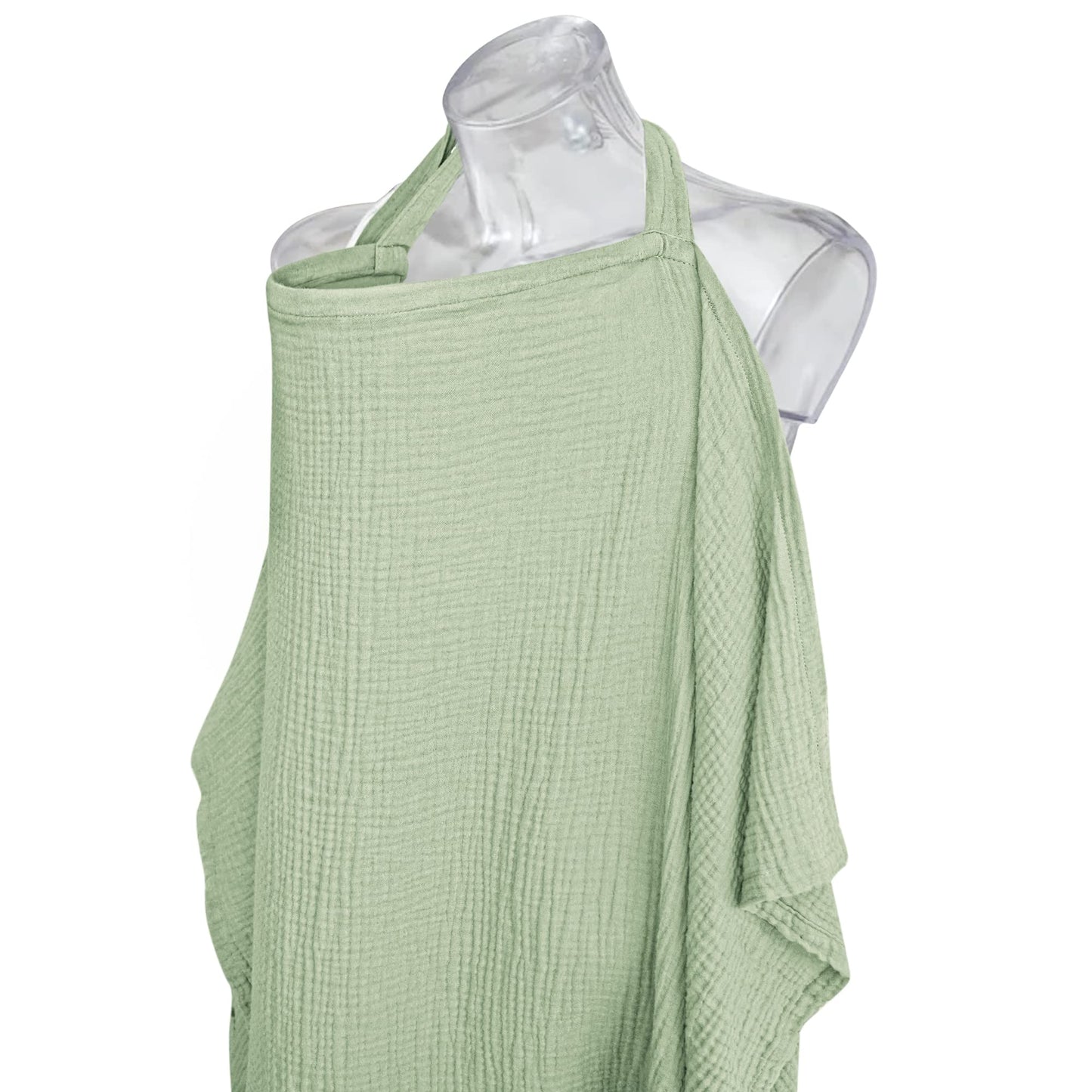Konssy Muslin Nursing Cover for Baby Breastfeeding, Breathable 100% Cotton Breastfeeding Cover with Rigid Hoop for Mother Nursing Apron, Multi-use Carseat Canopy (Summer Wheat)