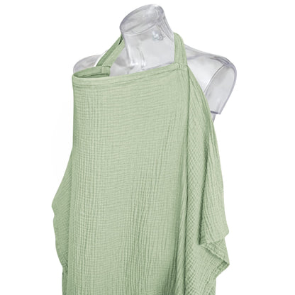 Konssy Muslin Nursing Cover for Baby Breastfeeding, Breathable 100% Cotton Breastfeeding Cover with Rigid Hoop for Mother Nursing Apron, Multi-use Carseat Canopy (Summer Wheat)