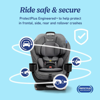 Graco Extend2Fit Convertible Baby Car Seat, Rear and Forward Facing, Adjustable Extension Panel for Extra Legroom, Gotham