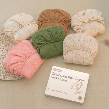 Muslin Changing Pad Cover 100% Cotton Diaper Changing Table Cover for Unisex Baby Boys Girls 2 Pack Changing Pad Sheets Brown