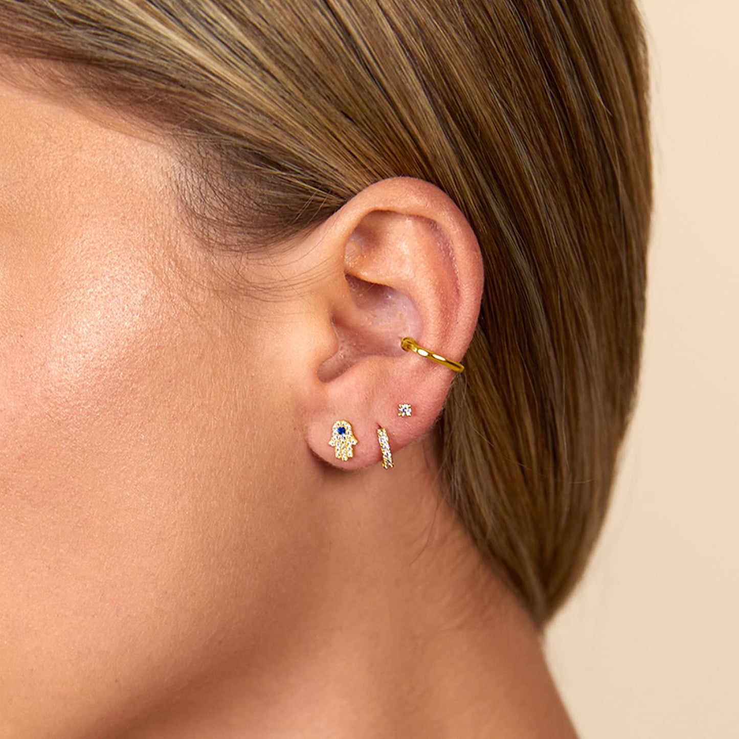 PAVOI 14K Gold Plated Sterling Silver Posts Cubic Zirconia Mini Huggie Earrings for Women | Tiny Cartilage Helix Huggie Hoop Earrings