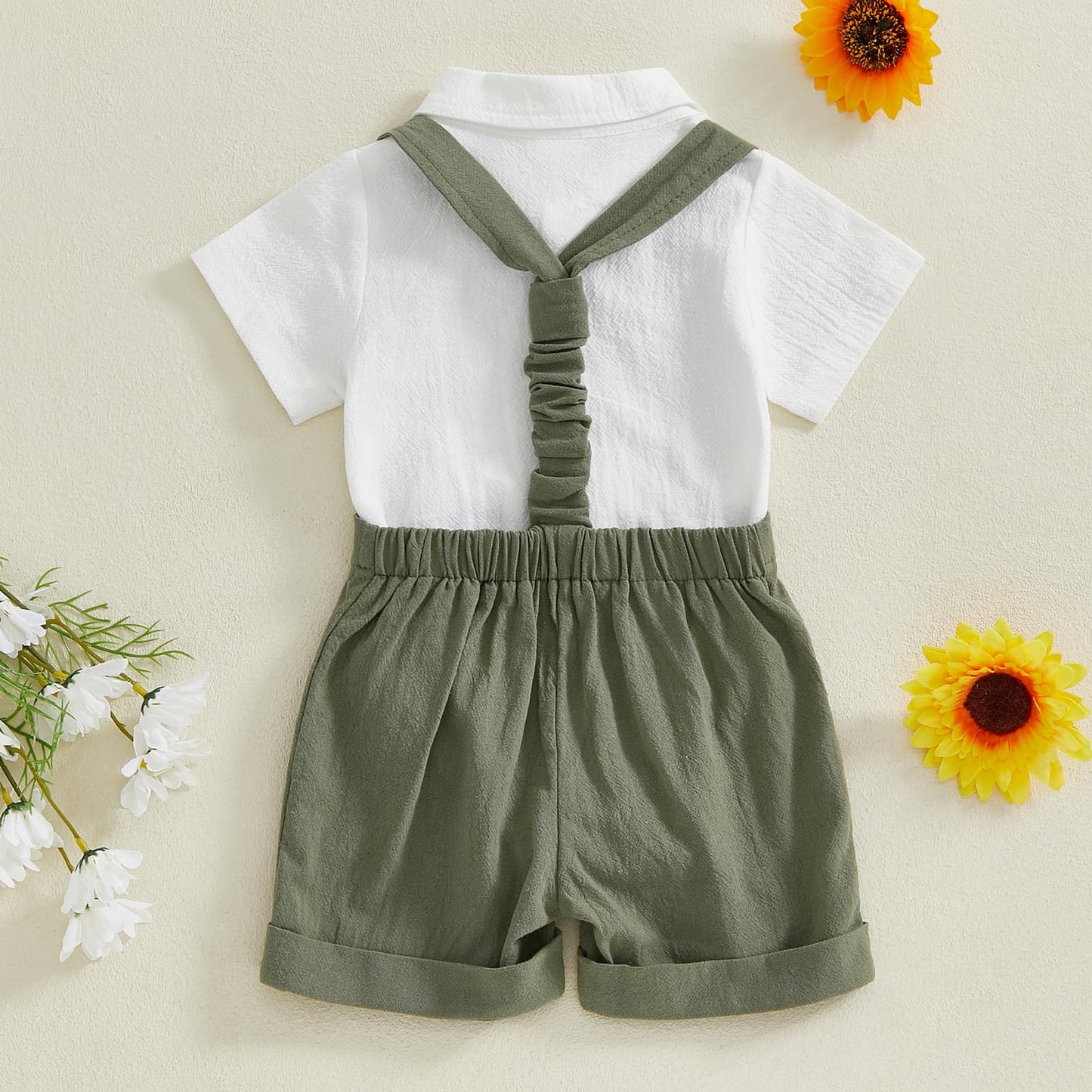 GOOCHEER Newborn Baby Boy Gentleman Outfit Suit Short Sleeve Bowtie Romper Jumpsuit Suspender Shorts Set Summer Dress Clothes