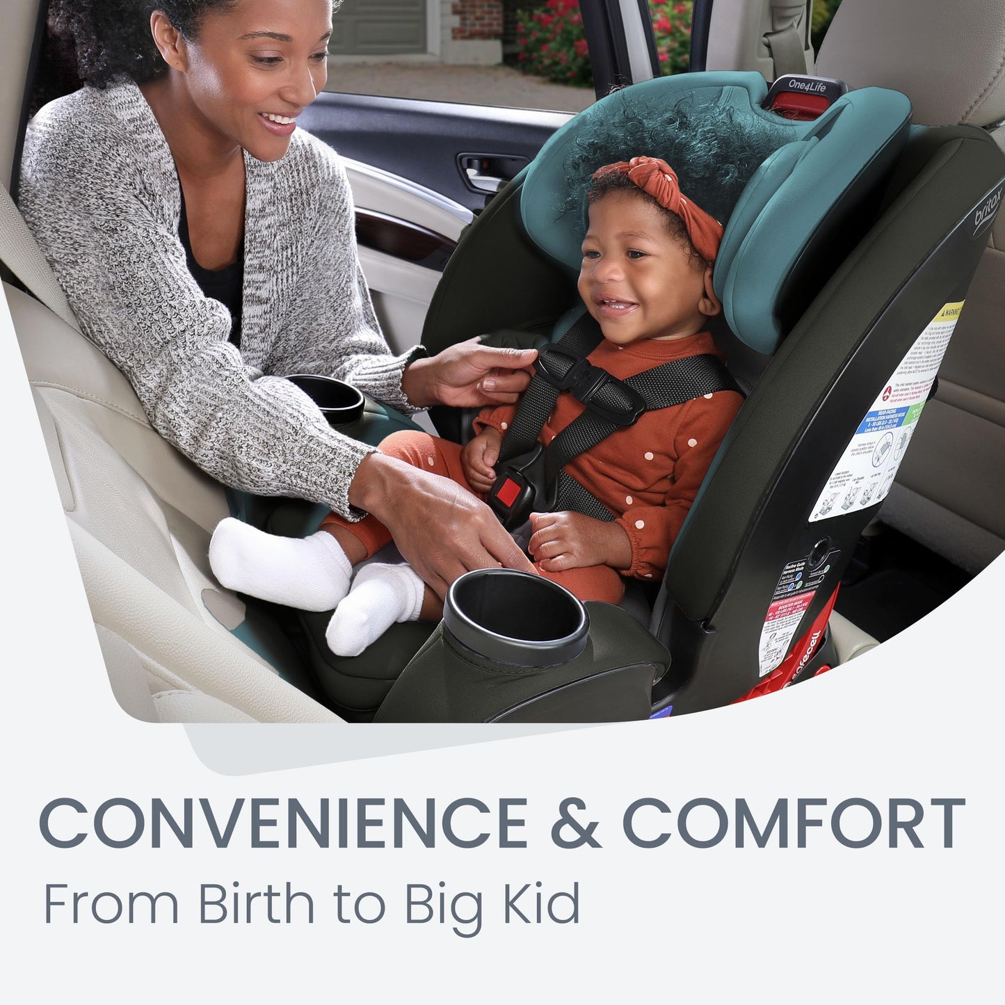 Britax One4Life Convertible Infant Car Seat, 10 Years of Use from 5 to 120 Pounds, Converts from Rear-Facing to Forward-Facing Booster Seat, Machine-Washable Fabric, Glacier Graphite