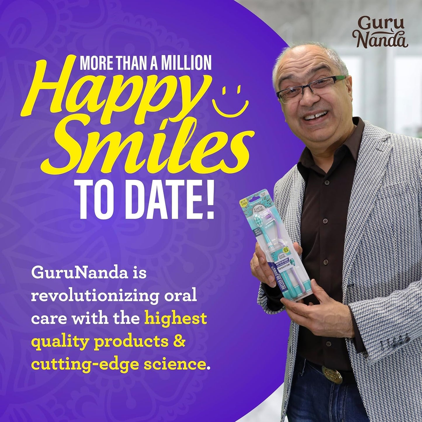 GuruNanda Butter On Gums Toothbrush, ADA Accepted, with 8000+ Ultra Soft Softex Bristles for Sensitive & Receding Gums, Perfect for Whiter Teeth, 8 Ct