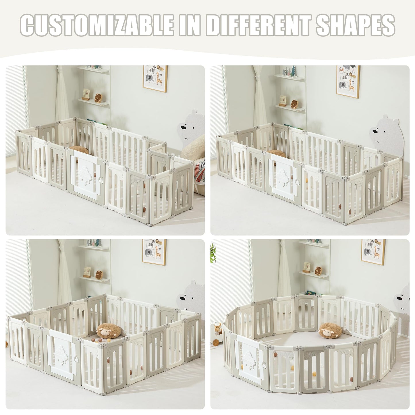 Baby Play Pen - 14 Panels Extra Large Foldable Playpen for Toddlers, UFO Portable Fence, Gate, Yard - Blue