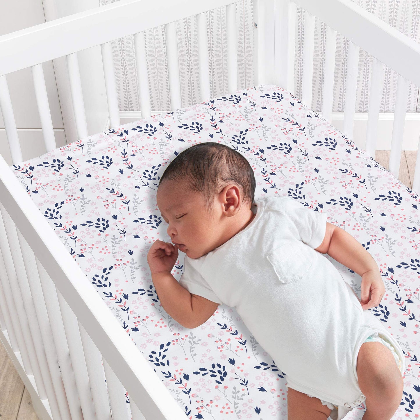 Lambs & Ivy Painted Forest 4-Piece Crib Bedding Set - Gray, Beige, White
