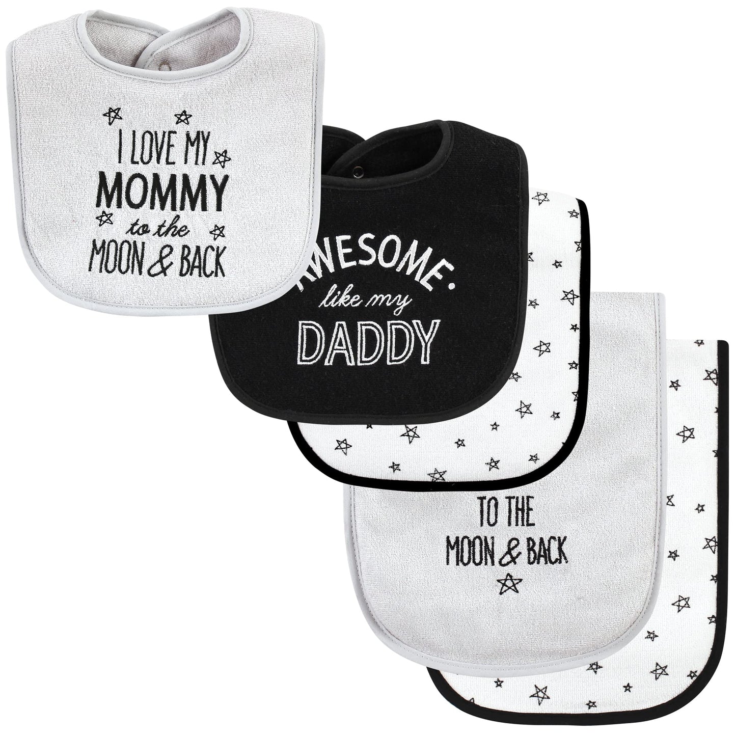 Hudson Baby Unisex Baby Cotton Terry Bib and Burp Cloth Set, Dinner Date, One Size