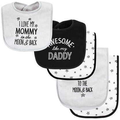 Hudson Baby Unisex Baby Cotton Terry Bib and Burp Cloth Set, Dinner Date, One Size