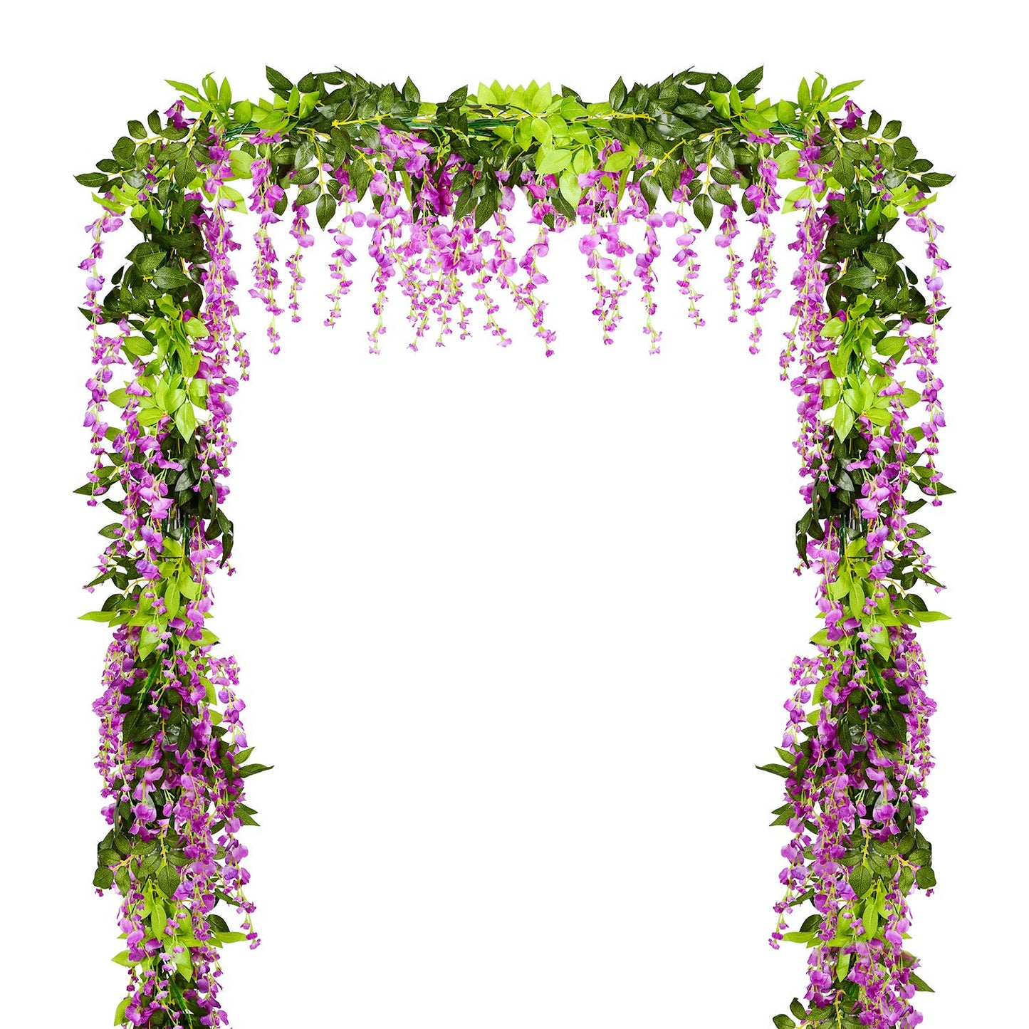 Lvydec Wisteria Artificial Flowers Garland, 4Pcs Total 28.8ft White Artificial Wisteria Vine Silk Hanging Flower for Home Garden Outdoor Ceremony Wedding Arch Floral Decor