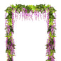 Lvydec Wisteria Artificial Flowers Garland, 4Pcs Total 28.8ft White Artificial Wisteria Vine Silk Hanging Flower for Home Garden Outdoor Ceremony Wedding Arch Floral Decor