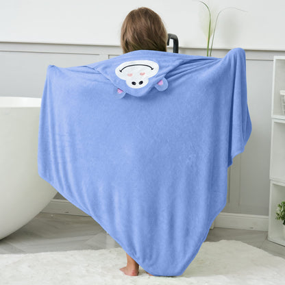 HIPHOP PANDA Hooded Towel - Rayon Made from Bamboo, Bath Towel with Bear Ears for Newborn, Babie, Toddler, Infant - Absorbent Large Baby Towel - Yellow Duck, 30 x 30 Inch