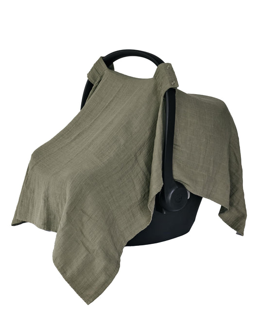 Car Seat Cover Baby - Organic Cotton - Carseat Covers Baby - Carseat Cover - Car Seat Canopy - Carseat Canopy - 100% Muslin Cotton, 43" x 32" (Soft Grey)