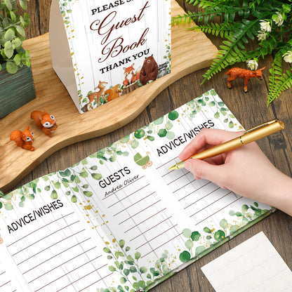 27 Pcs Butterfly Floral Baby Shower Guest Book Set Baby Shower Sign in Guest Floral Book Place Table Cards with Gold Pen Adhesive Photo Corner for Birthday Party