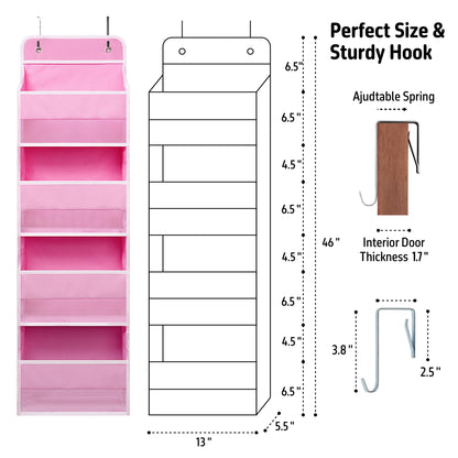 Over Door Organizer with 4 Large Capacity Pockets, Hanging Organizer Storage for Closet Bathroom Nursery Bedroom Dorm, Toys Cosmetics Sundries and Baby Essentials, Gray