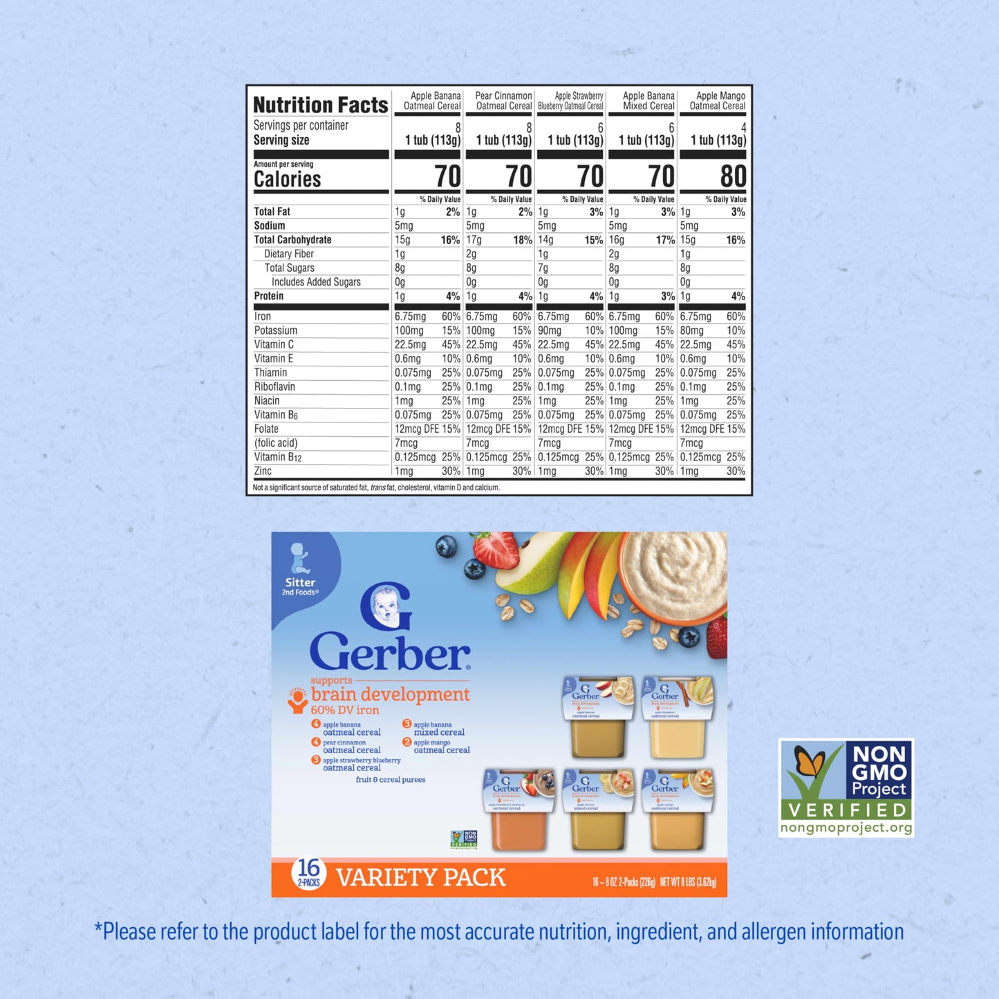 Gerber Stage 2 Baby Food, Super Blends Puree Tubs, No Added Colors or Flavors, Baby Puree, Variety 32-Pack