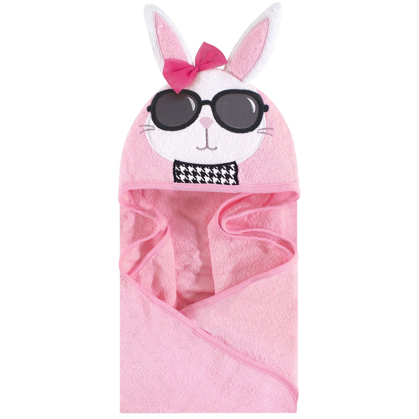 Hudson Baby Unisex Baby Cotton Animal Face Hooded Towel, Pretty Elephant, One Size