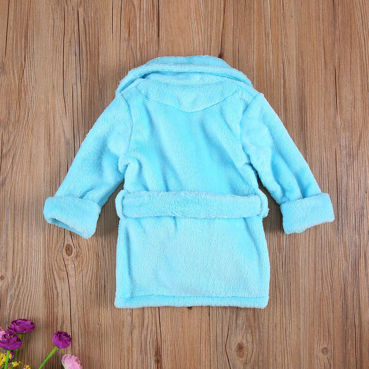 Qiylii Unisex Baby Plush Bathrobe Plain Kimono Gown Newborn Toddler Girls Boys Towel Robe Nightwear Clothes
