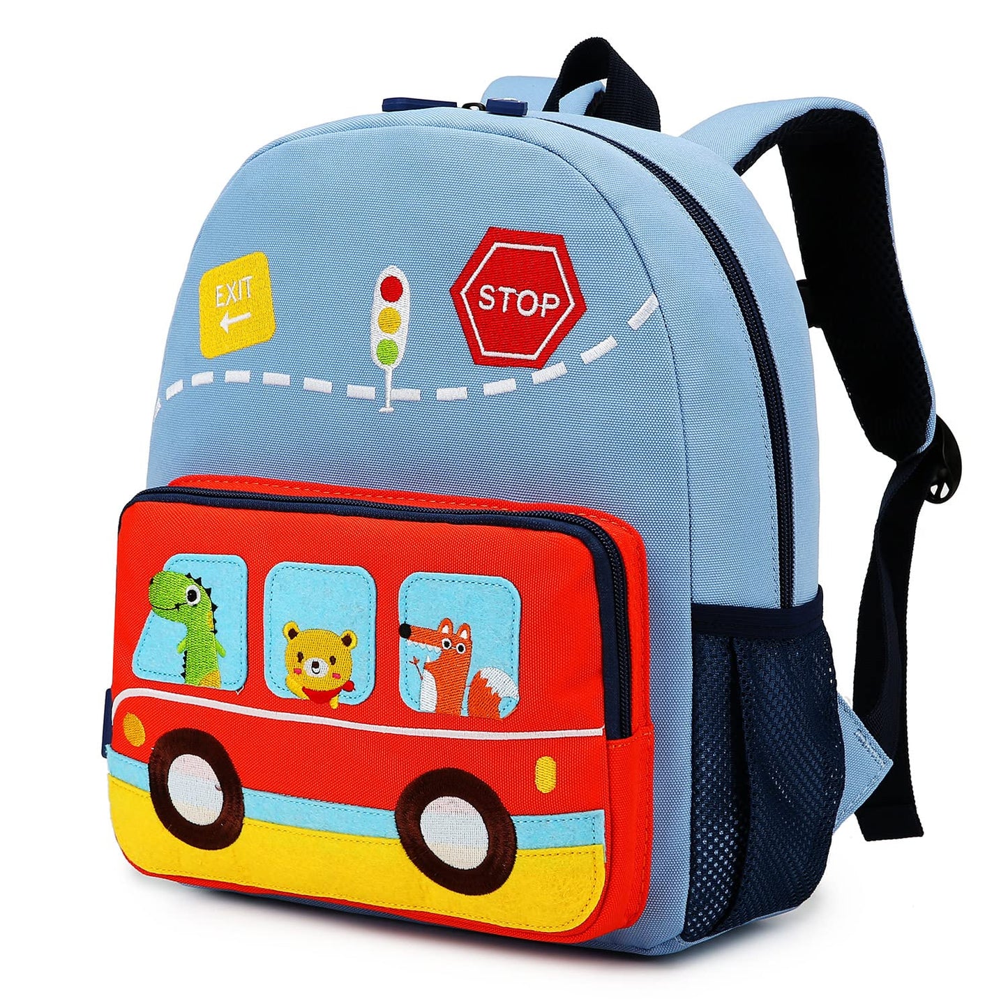 Car Dinosaur Kids Toddler Backpack for Boys and Girls Children Waterproof Preschool Bag(Red Music Party)