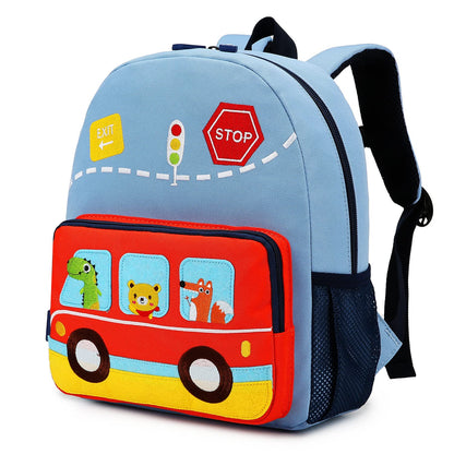 Car Dinosaur Kids Toddler Backpack for Boys and Girls Children Waterproof Preschool Bag(Red Music Party)