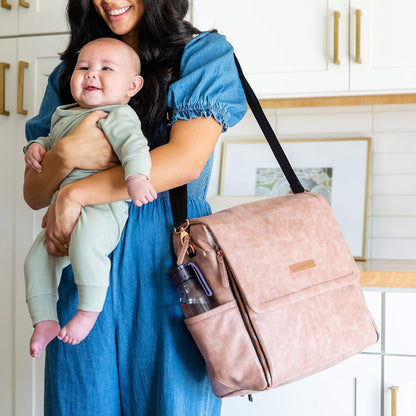 Petunia Pickle Bottom Boxy Backpack, Diaper Bag, Stylish Baby Bag, Spacious Backpack, On-The-Go Moms, Dusty Rose Leatherette
