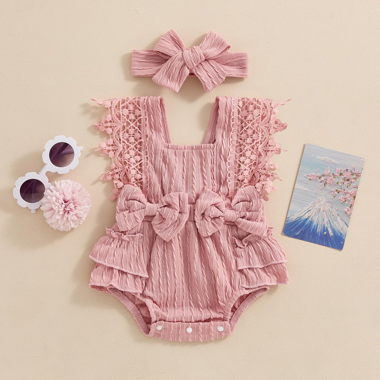 Douhoow Infant Baby Girl Plaid Romper Baby Short Sleeve Pleated Romper Bodysuit Summer Spring Outfits