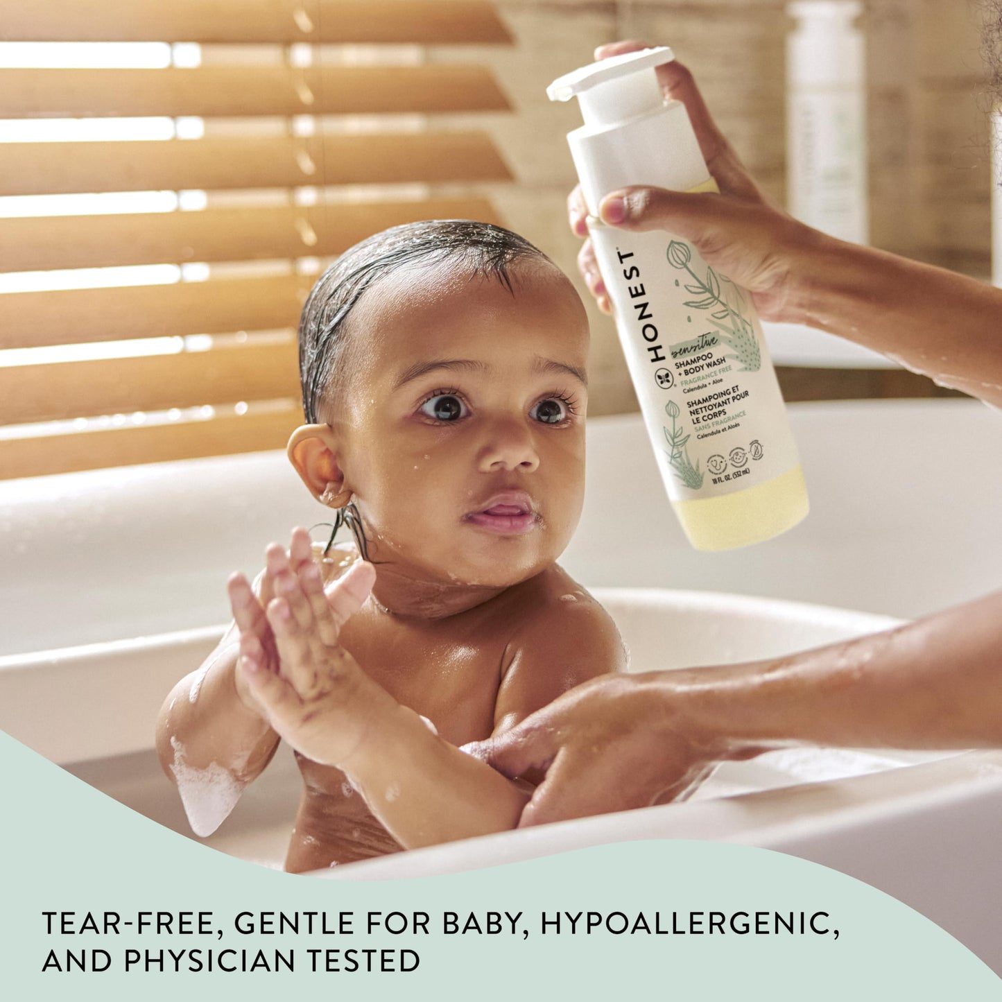 The Honest Company 2-in-1 Cleansing Shampoo + Body Wash for Sensitive Skin | Gentle for Baby | Naturally Derived, Tear-free, Hypoallergenic | Fragrance Free, 10 fl oz