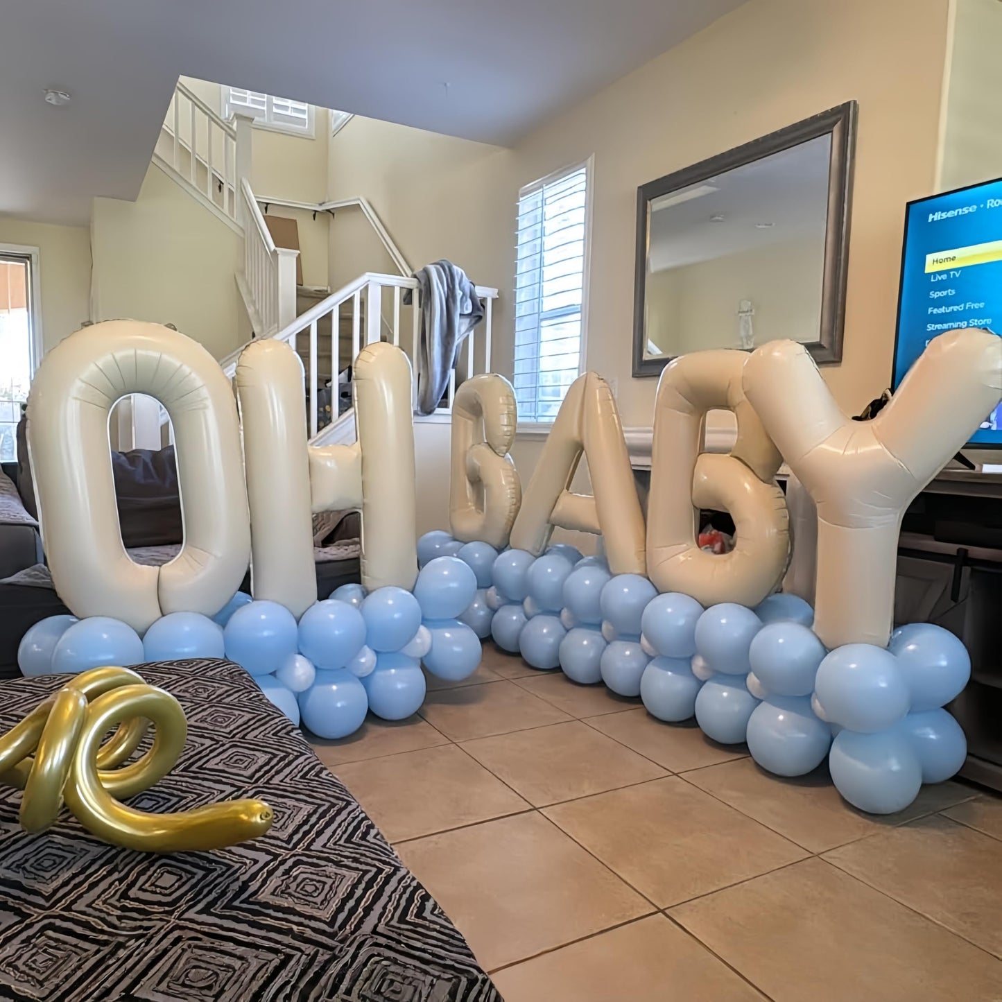 40 Inch Beige OH BABY Balloon for Baby Shower, Large Cream White Oh Baby Balloons Letters with Ribbon, Neutral Ivory Alphabet Oh Baby Balloon Banner Sign for Gender Reveal Backdrop Party Decorations