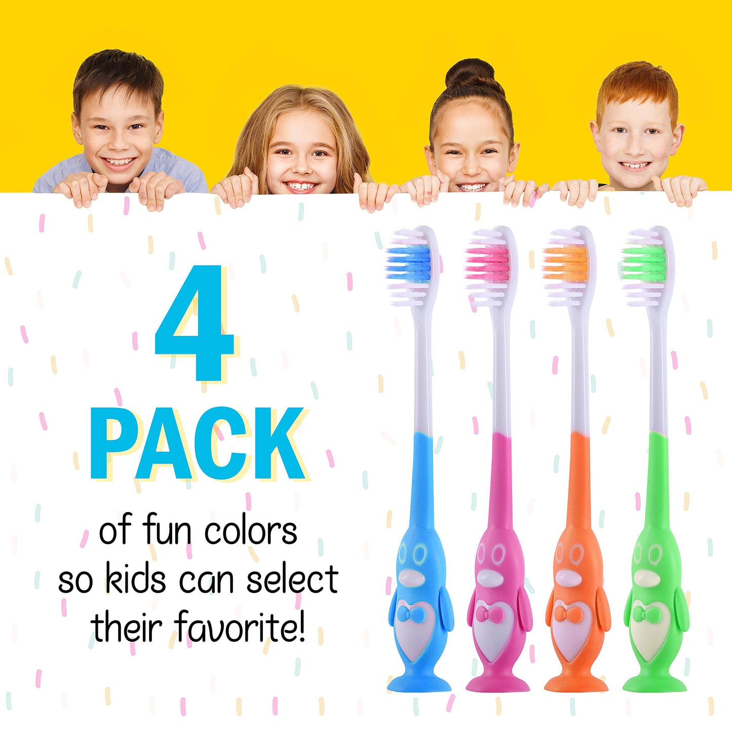Kids' Soft Toddler Toothbrush, Gentle Bristles for Home, School, Camp, Sleepovers - Folding Handles for Tiny Hands (3 Pack)