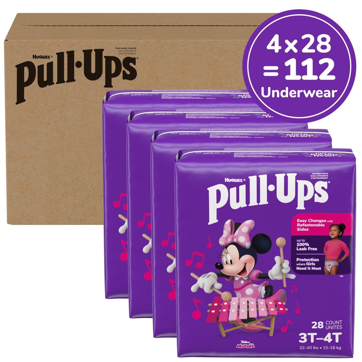 Pull-Ups Girls' Potty Training Pants, Size 4T-5T Training Underwear (38-50 lbs), 56 Count