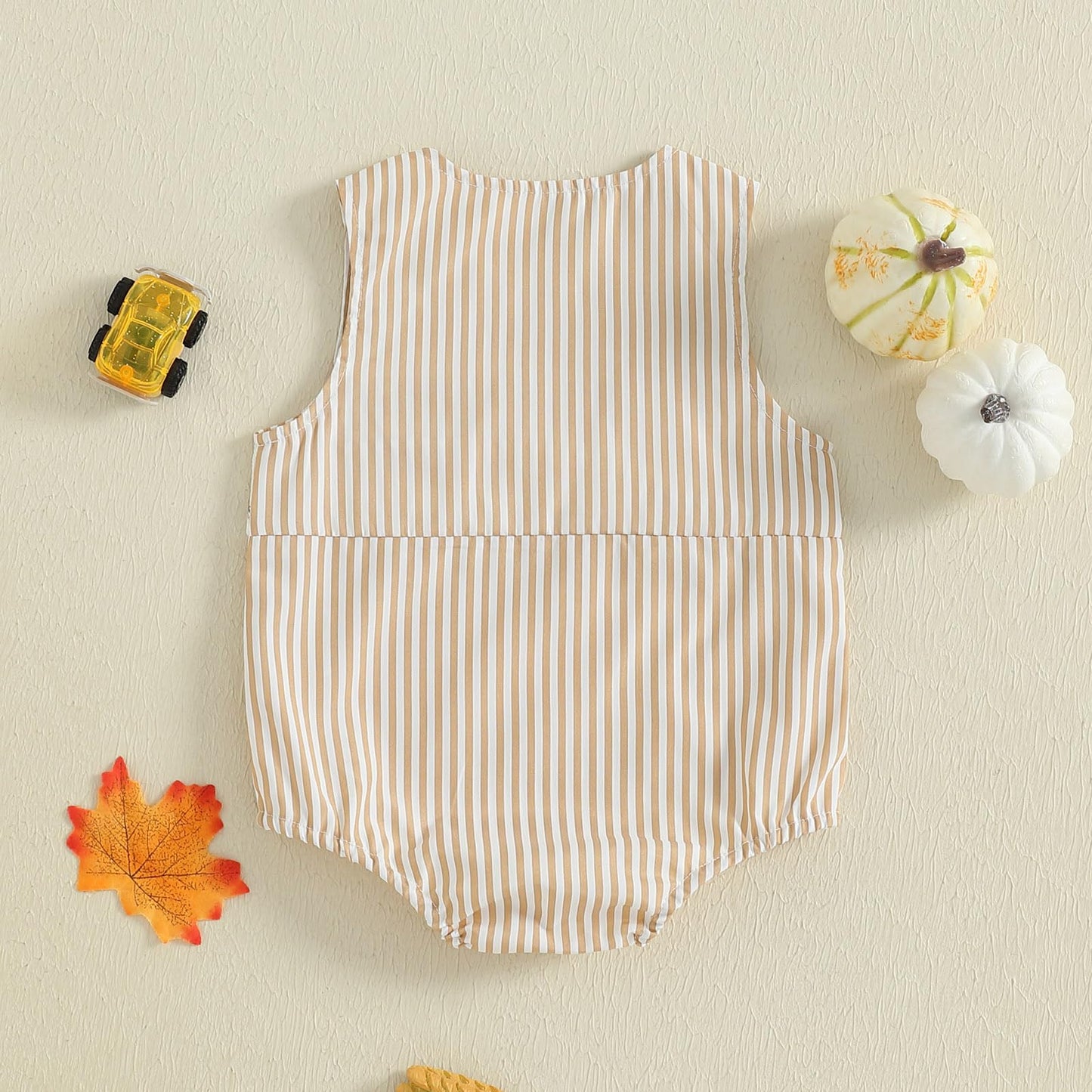 Baby Girl Pumpkin Embroidery Jumpsuit Halloween Sleeveless Round Neck Plaid Tank Romper