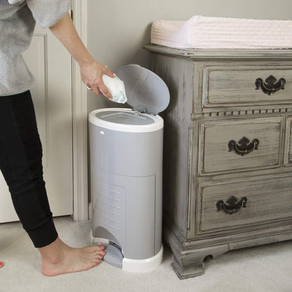 Diaper Dekor EKO Plus Diaper Pail Gift Set, White | ONLY Eco-Friendly Diaper Pail Made with 70% Recycled Materials | Comes with up to a Year's Supply Worth of Diaper Dekor Refills!