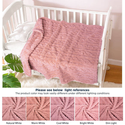HOMRITAR Baby Blanket for Girls Toddlers 3D Fleece Fluffy Fuzzy Blanket for Baby, Soft Warm Cozy Fleece Blanket, Infant or Newborn Receiving Blanket 330GSM (30 x 40 Inch, Pink)