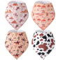 4 Pcs Western Cowboy Baby Bandana Bibs Newborn Infant Feeding Drool Bibs Wild West Cotton Bib for Drooling and Teething Nursery Burp Cloths for Girls Boys