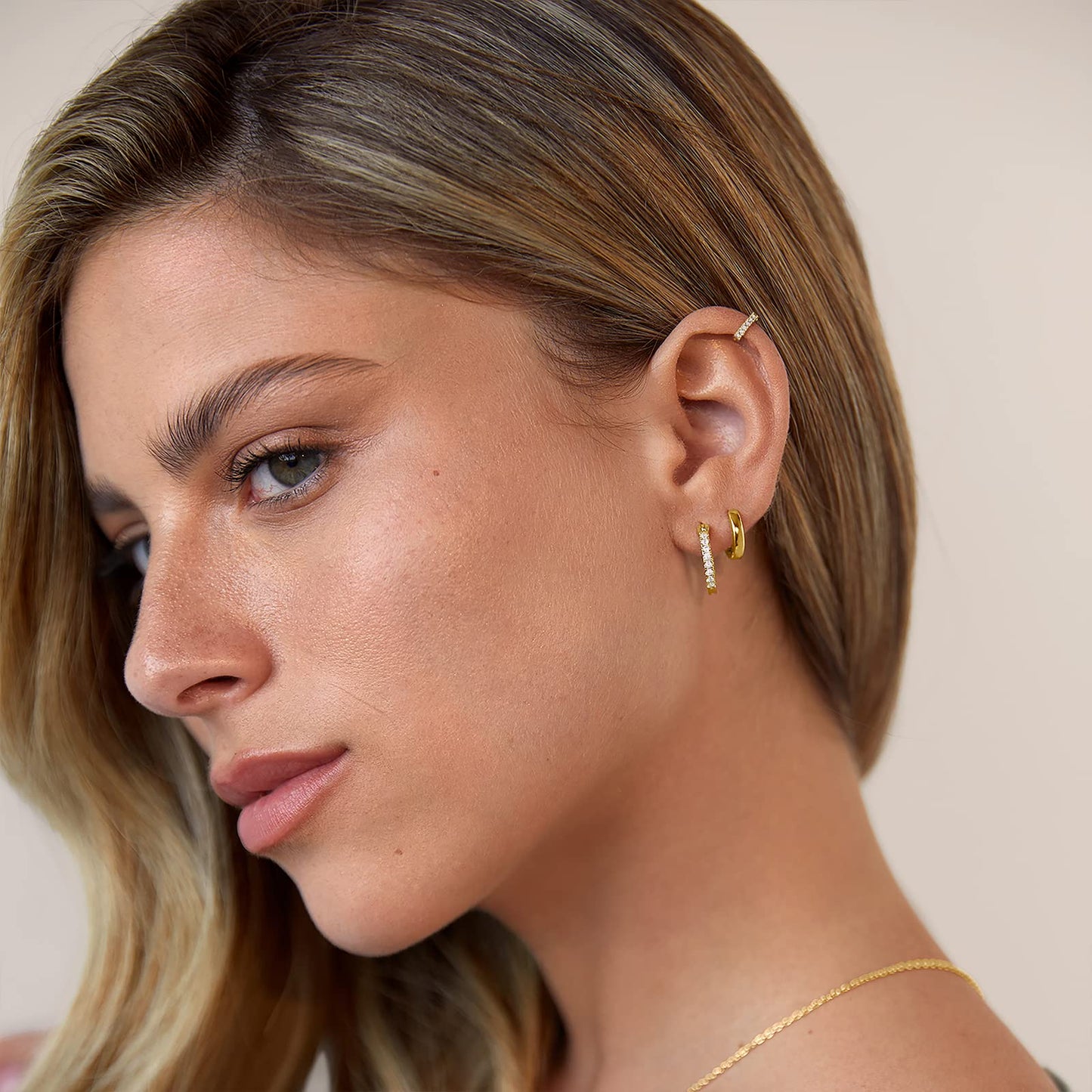 PAVOI 14K Gold Plated Sterling Silver Posts Cubic Zirconia Mini Huggie Earrings for Women | Tiny Cartilage Helix Huggie Hoop Earrings