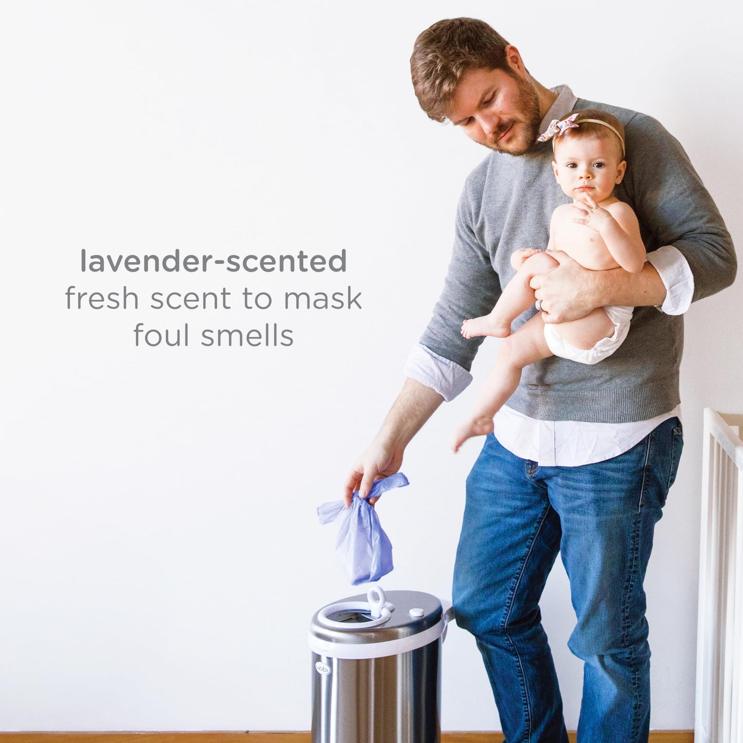 Ubbi Disposable Nappy Sacks, Lavender Scented, Easy-To-Tie Tabs, Baby Diaper Disposal or Pet Waste Bags, Value Pack, 400 Count