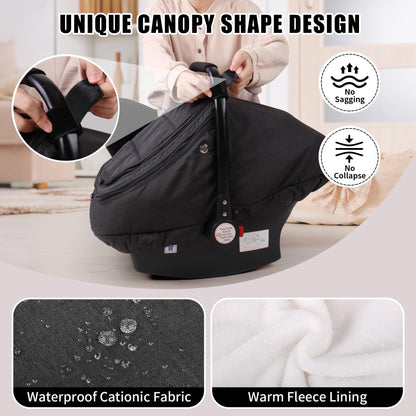Rquite Car Seat Cover Baby, Carseat Covers Boy Girl, 2 Layers Window -Breathable Mesh & Wind/Sun Shade, Infant Car Seat Canopy Baby Carrier/Stroller Cover, Fit Spring, Fall, Winter, Cold Weather