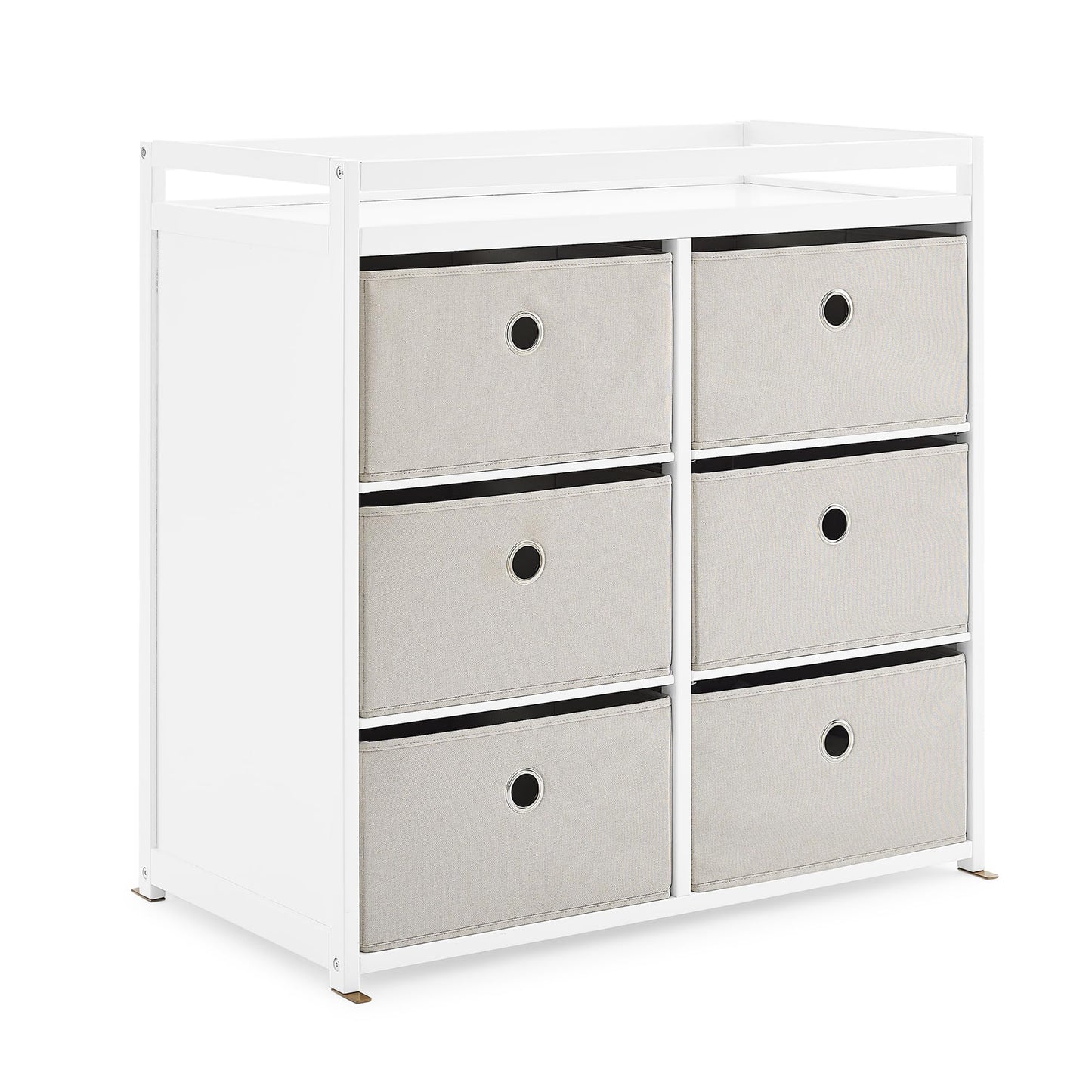 Delta Children Hayes Changing Table and Dresser for Bedroom with 6 Fabric Drawers, Charcoal Grey/Flax
