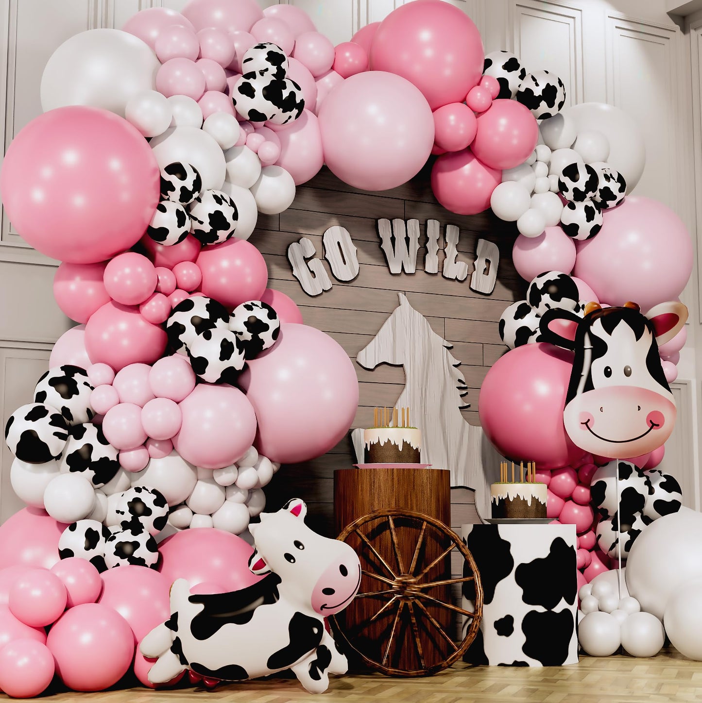 ALL-IN-1 Cow Balloon Arch Kit with BONUS Cows Balloons for Cow Party Decorations - Cowgirl Balloon Arch Kit for Cowgirl Baby Shower Decorations & Cows Birthday Party Decoration