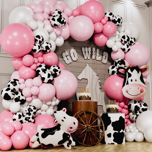 ALL-IN-1 Cow Balloon Arch Kit with BONUS Cows Balloons for Cow Party Decorations - Cowgirl Balloon Arch Kit for Cowgirl Baby Shower Decorations & Cows Birthday Party Decoration