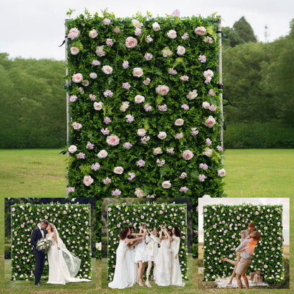 Artificial Luxury‌ Flower Wall Panels, Gorgeous 3D Silk Floral Backdrop for Wedding, Baby Show, Party and Home Decor, Quick Assembly/Storage, Eco ＆ Pet Friendly, 2 pcs, Each Panel 2*8 ft.