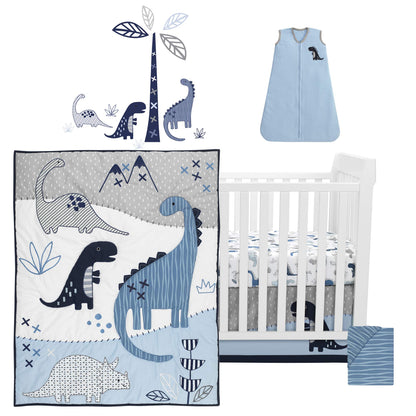 Lambs & Ivy Jungle Safari Gray/Tan/White Nursery 6-Piece Baby Crib Bedding Set
