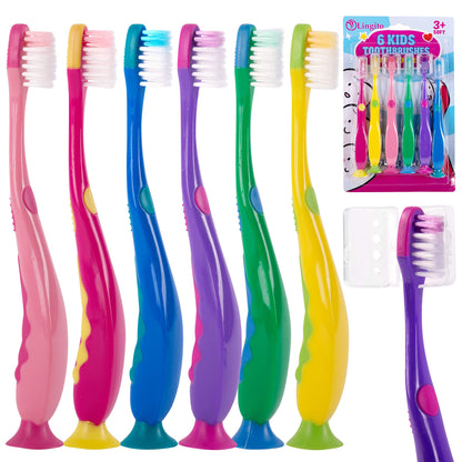 Kids' Soft Toddler Toothbrush, Gentle Bristles for Home, School, Camp, Sleepovers - Folding Handles for Tiny Hands (3 Pack)