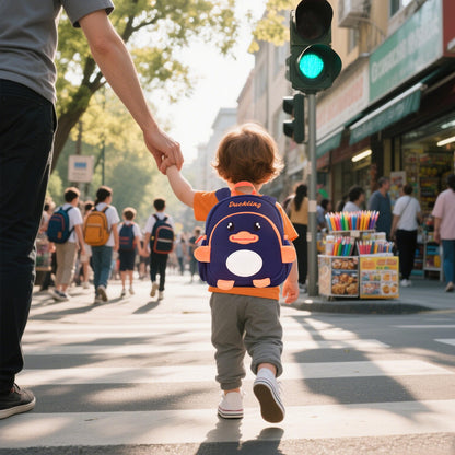 Toddler Backpacks for Boys Girls 2-4 Cute 3D Kids Duck Schoolbag with Baby Leash for Small Preschool Kindergarten Bookbag Cartoon Mini Travel Bags 10inch (Yellow)