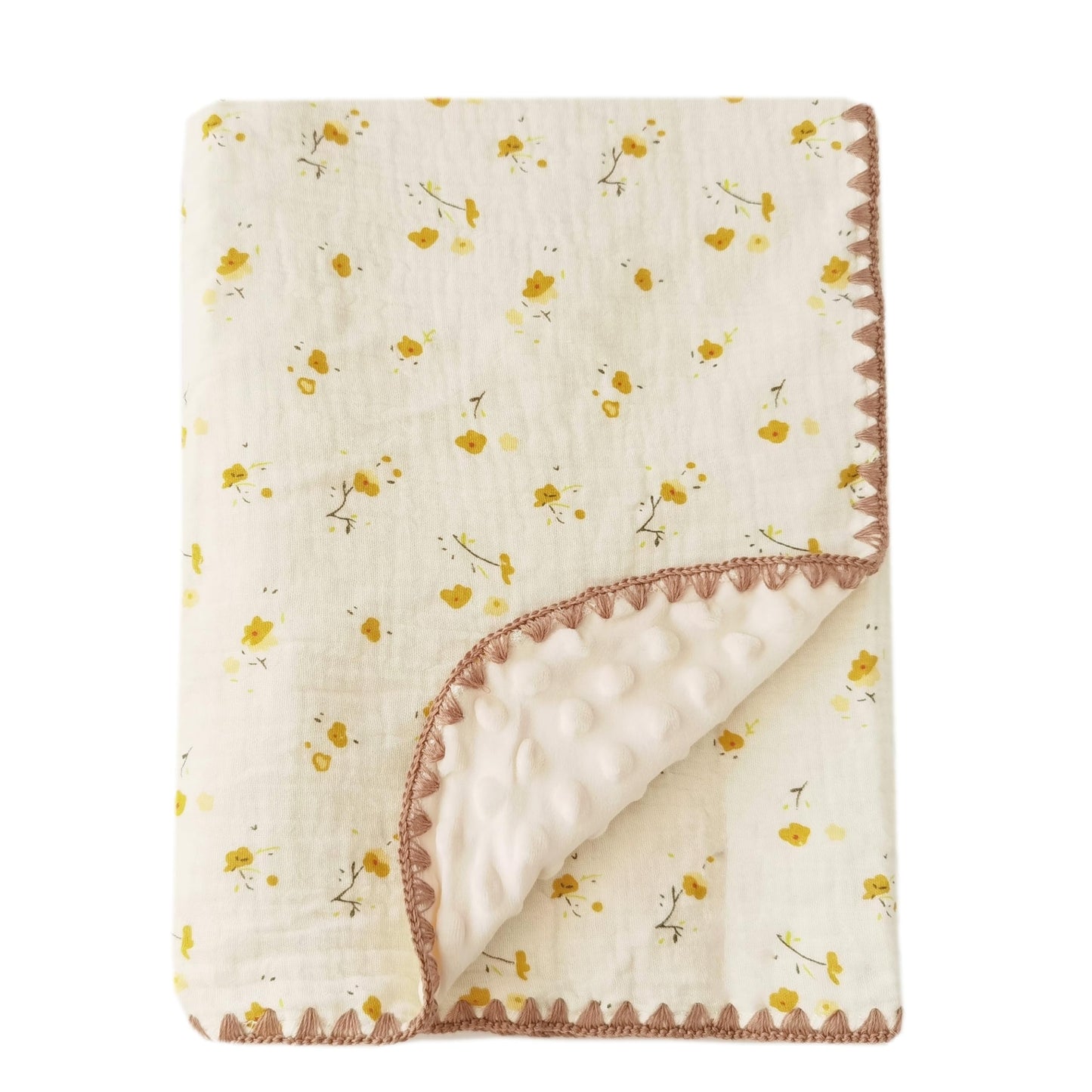 Baby Soft Muslin Thick Blanket Cotton and Dotted Backing Double Layer Receiving Blanket 40"x40" Bunny