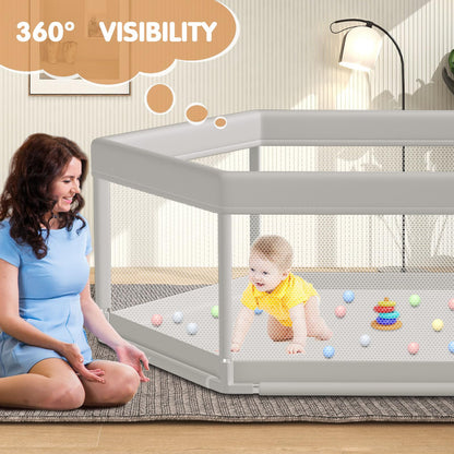 Baby Playpen 50x50 Inch, Play Pens for Babies and Toddlers Baby Fence Baby Play Yards for Indoor & Outdoor with Breathable Mesh Anti-Fall Playpen
