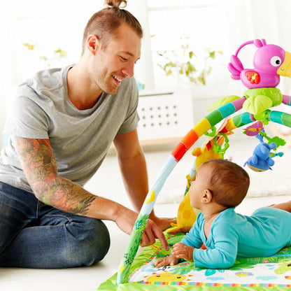 Fisher-Price Baby Playmat Rainforest Music & Lights Deluxe Gym with 10+ Activities & Toys for Developmental Play for Newborns Ages 0+ Months